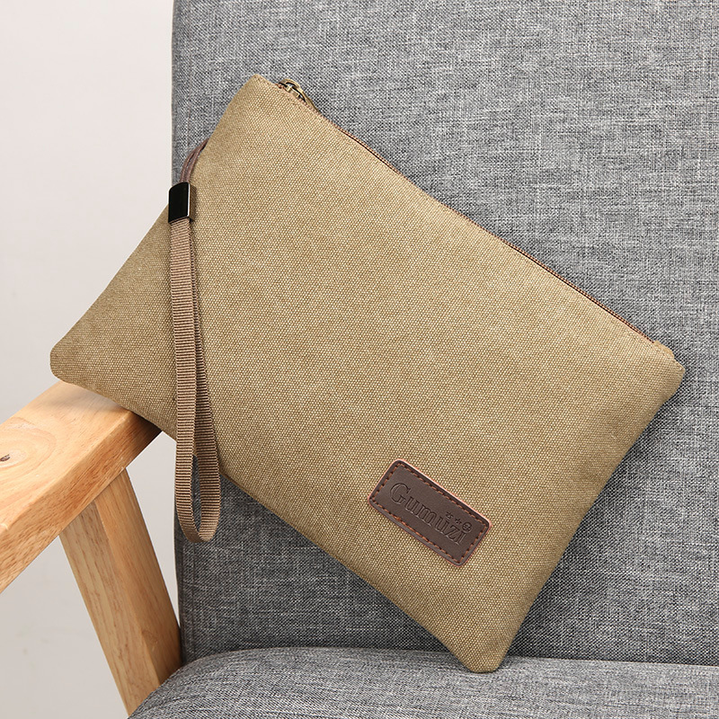 Flap Bag Envelope - Zipper Wristlet Bag Canvas Soft Men