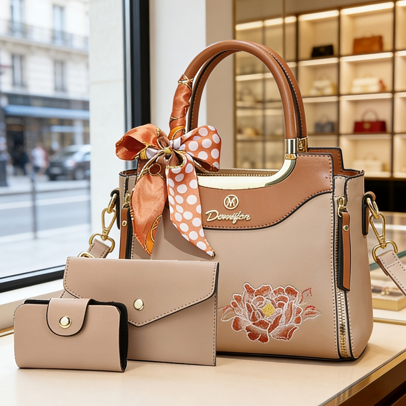 Women'S Bags Handbags - High-quality embroidered handbag set of 3,