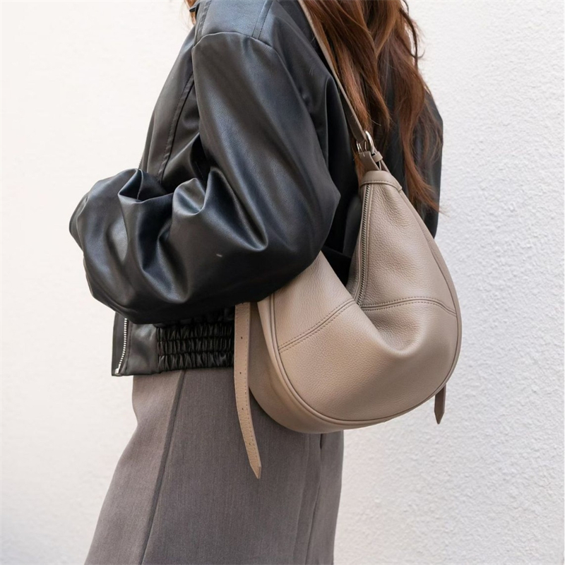 Half Moon Crescent - BURMINSA Soft Genuine Leather Crescent Hobo