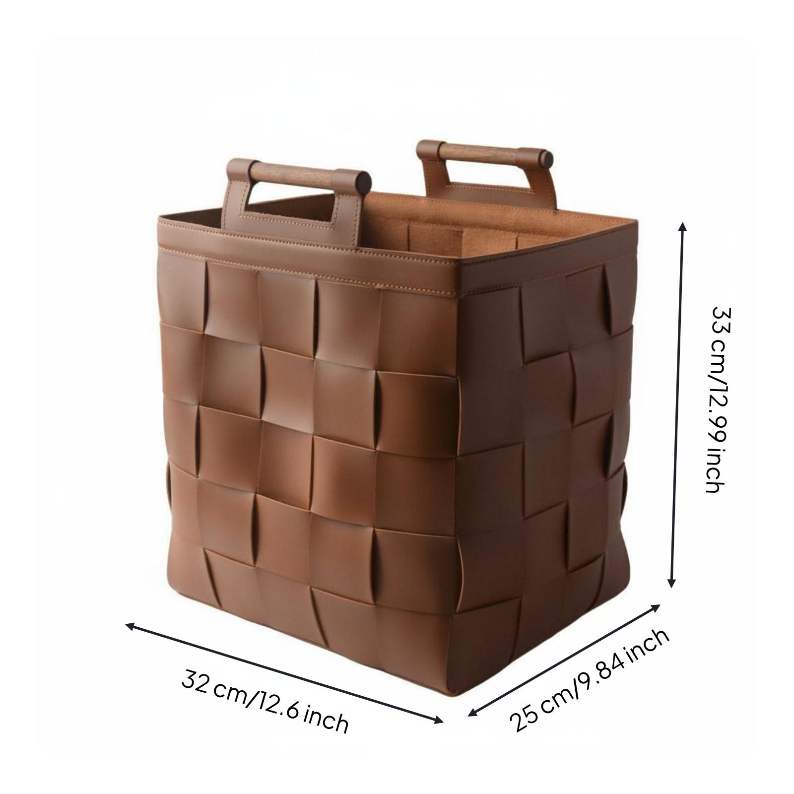Woven Leather Basket Rigid Str - Top Handle Structured ulasan dan harga