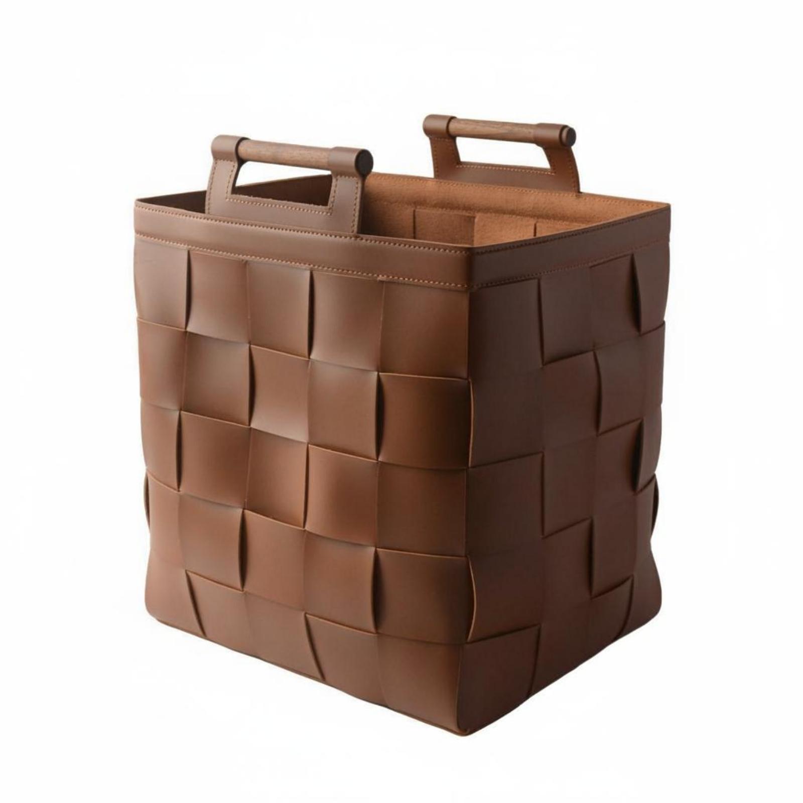 Woven Leather Basket Rigid Str - Top Handle Structured ulasan dan harga