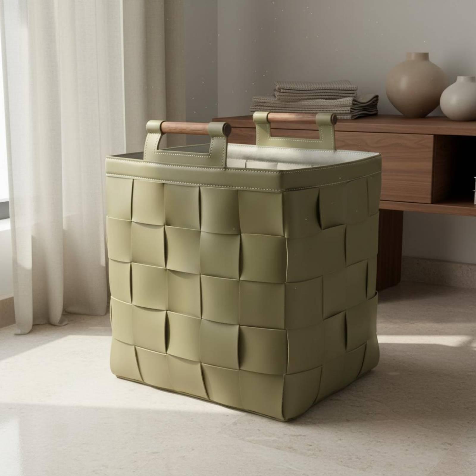 Woven Leather Basket Rigid Str - Top Handle Structured ulasan dan harga