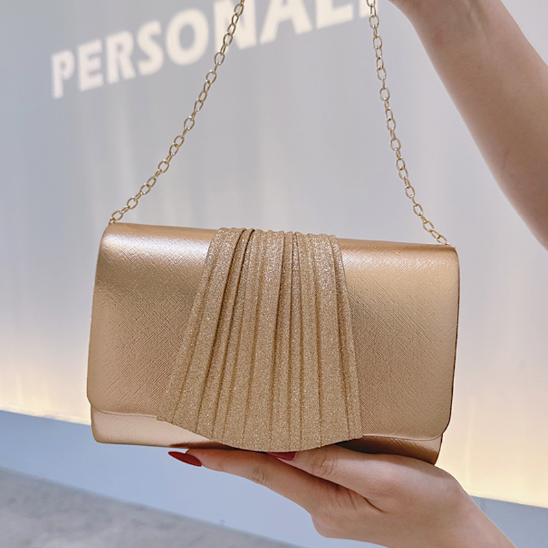 Golden Small Evening Clutch Ba - Mini Purse Chain ulasan dan harga