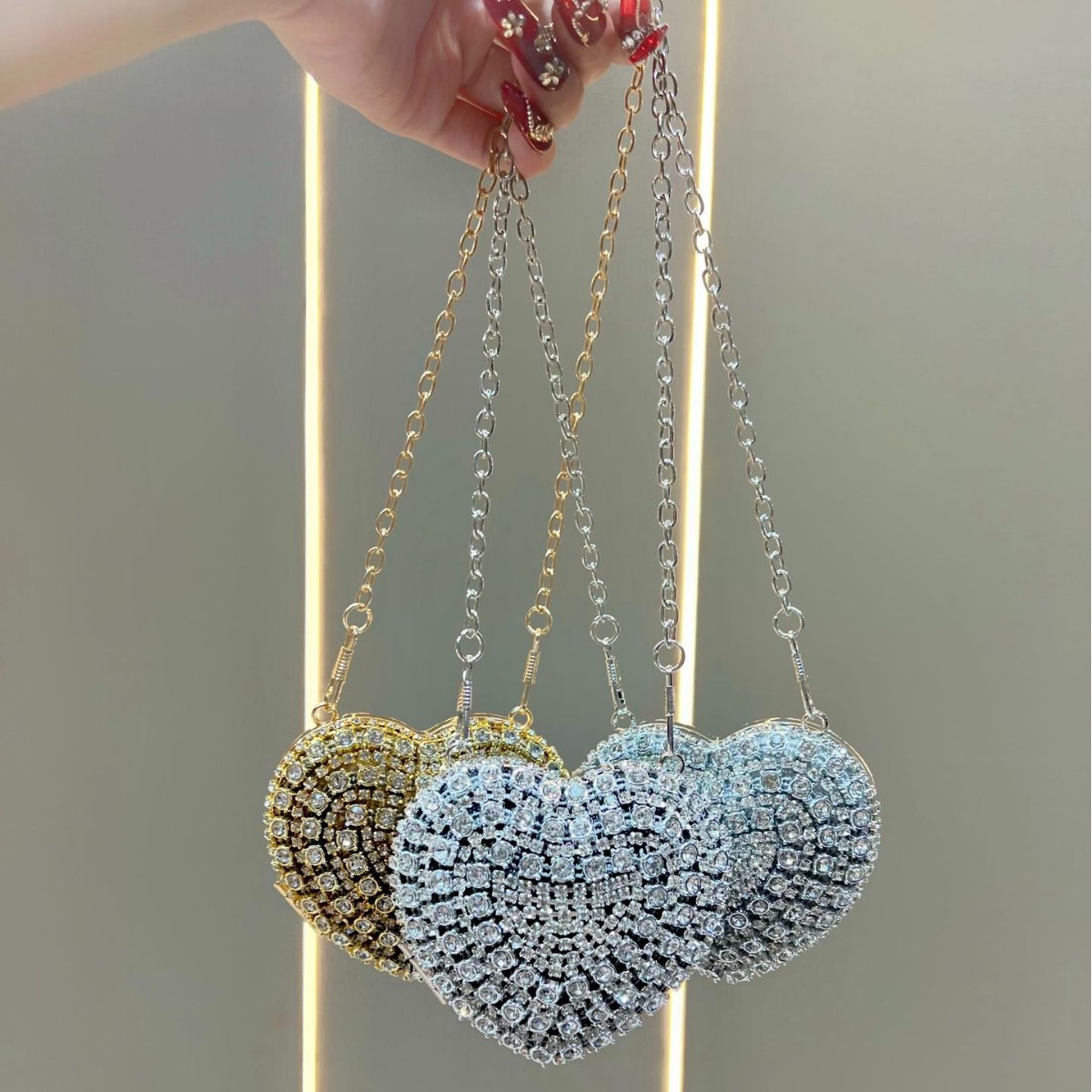 Luxury Rhinestone Crystal Clut - Mini Purse Chain ulasan dan harga